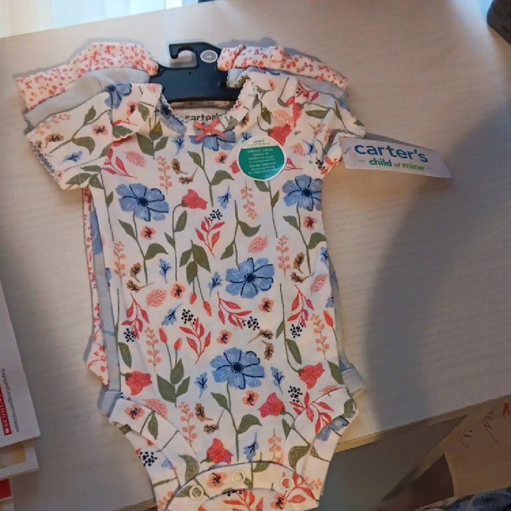 Carter's White and Blue Dinosaur Print Bodysuit